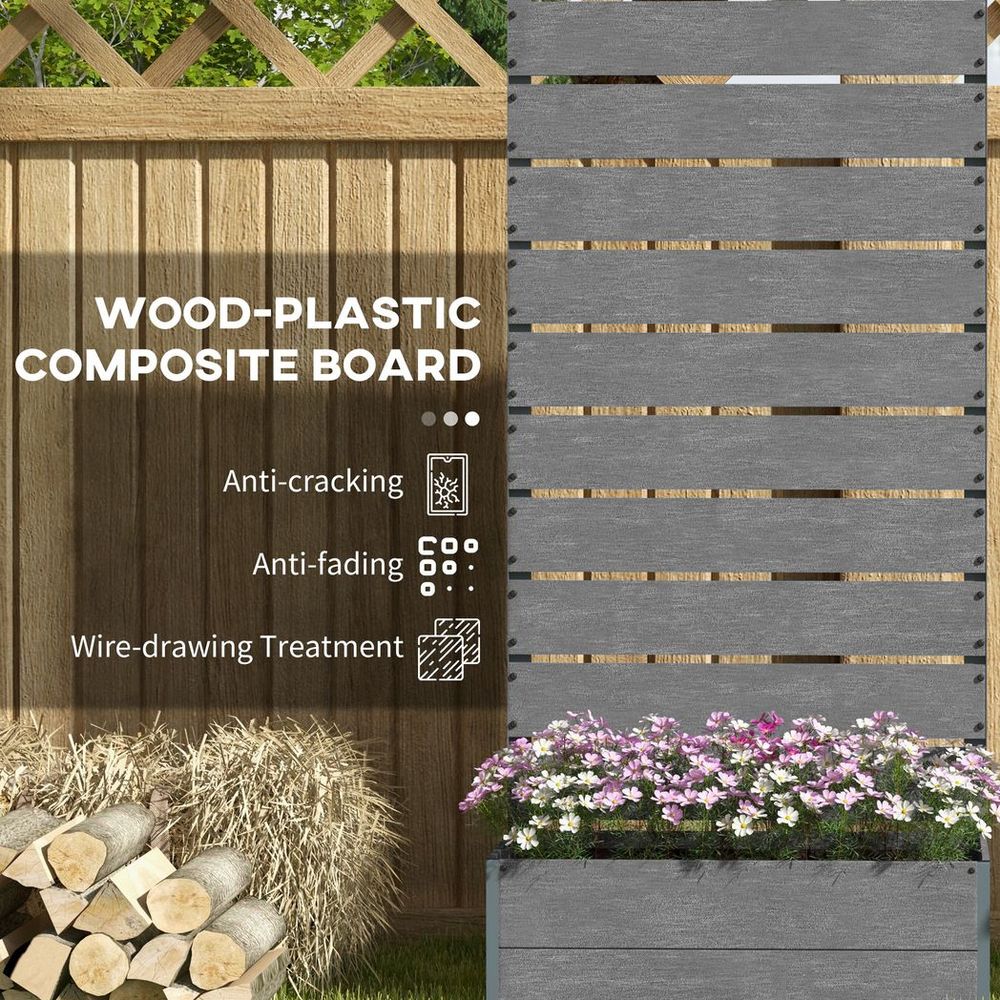 Outsunny Raised Garden Bed w/ Trellis, Drainage Hole - Grey. Durable, Spacious, Easy Assembly.