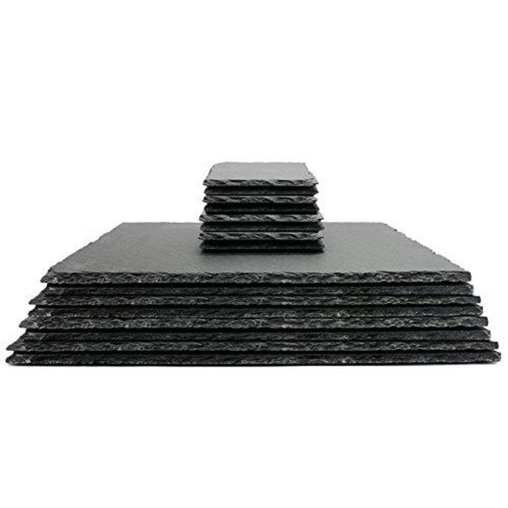 Contemporary Slate Placemats & Coasters - Set of 16 | High Quality & Stylish - Maison & White