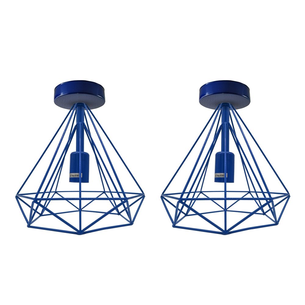 2 Pack Black Vintage Flush Mount Ceiling Light Fixture Metal Cage Ceiling Lampshade with E27 Holder