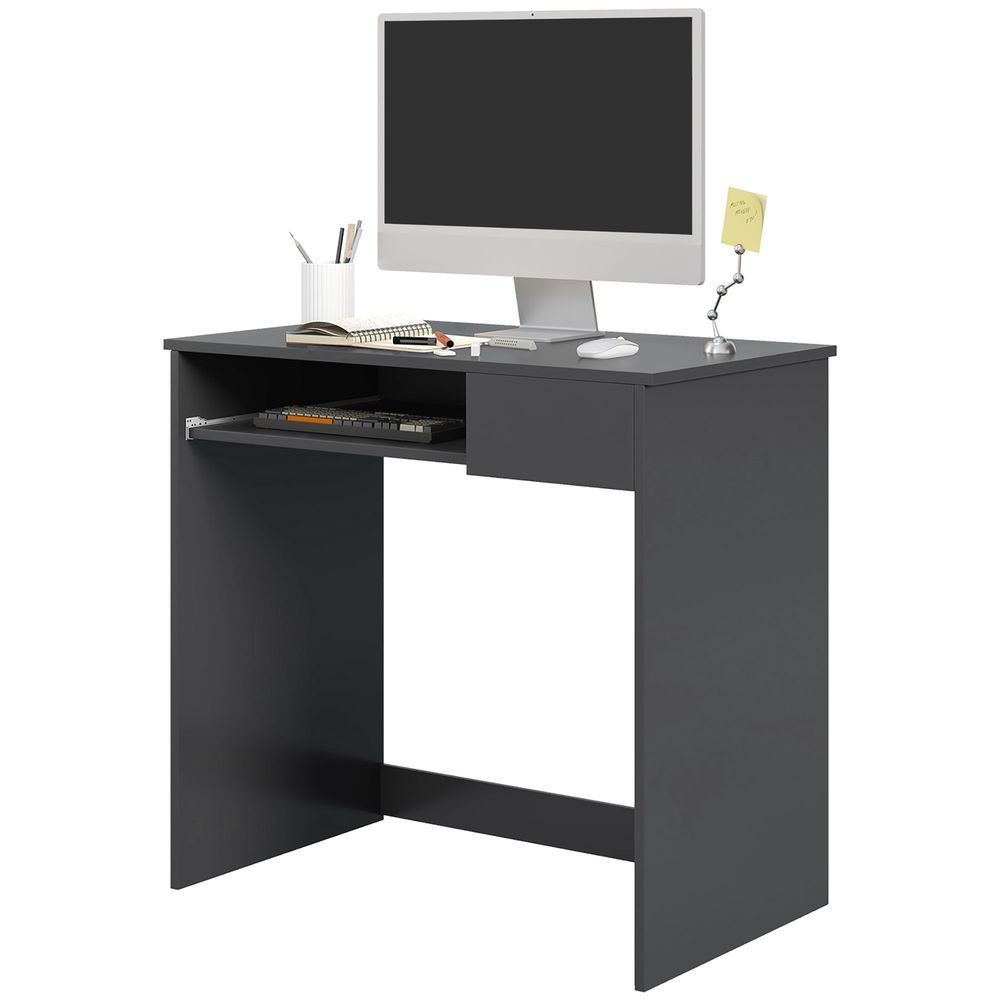 HOMCOM Compact Computer Table, Grey: Space-Saving, Durable, Stylish - Ideal for Study, Office, or Bedroom