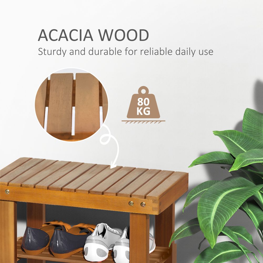 Acacia Wood Shoe Bench,  3-Tier 50x28 x 45 cm