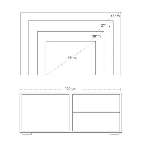 High Gloss TV Stand Storage Cabinet 2 Shelves for Living Room White