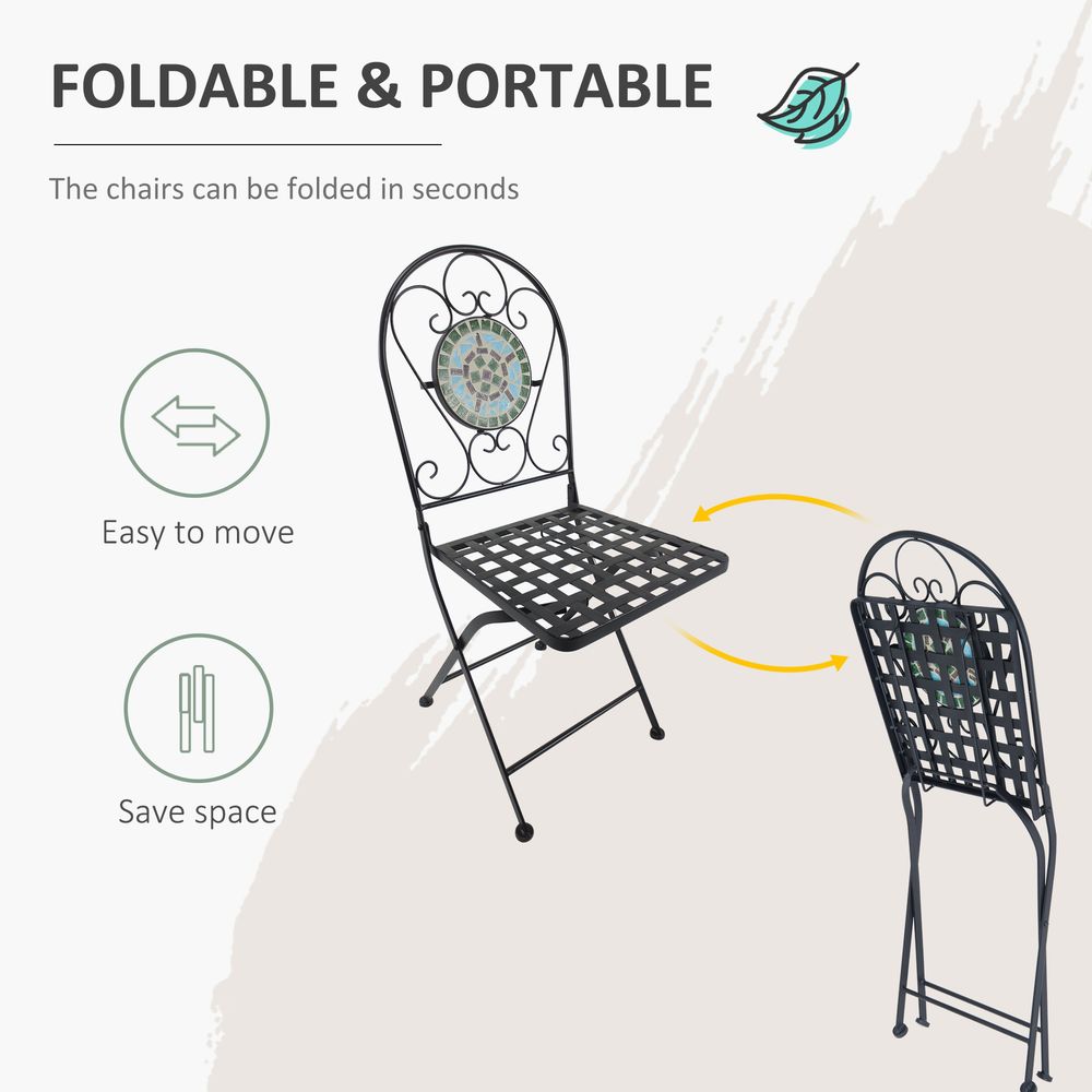 Premium 3pc Bistro Set: Folding Chairs, Patio Furniture, Outdoor - High Quality!