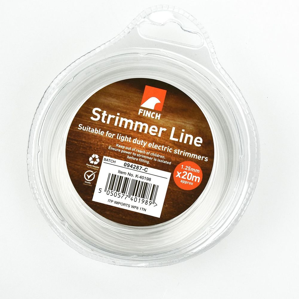 CC 1.25mm 20m Nylon Strimmer Line Cord Bushcutter String White K-40198 GAR0823