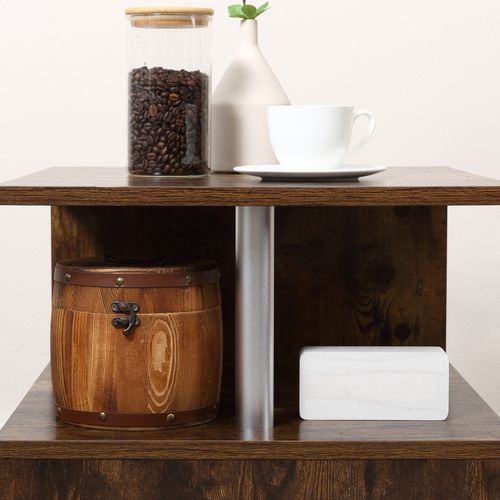 HOMCOM Coffee End Table Side TV Sofa Stand Living Room Office Furniture Brown