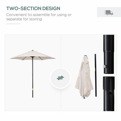 1.96m Parasol Patio Umbrella, Cream White