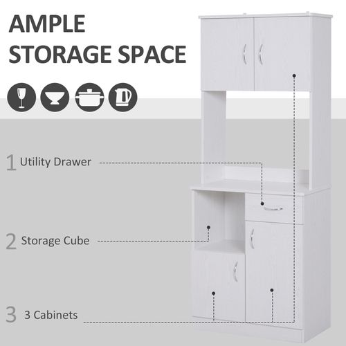 Kitchen Cabinet Storage W/Particle Board, 71W x 41D x 178Hcm-White Oak