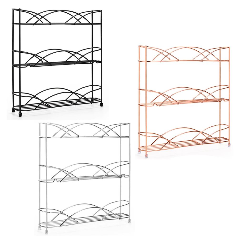VINSANI FREE STANDING SPICE RACKS: Stylish, 3-tier design, store up to 18 spices, space-saving, high-quality iron wire