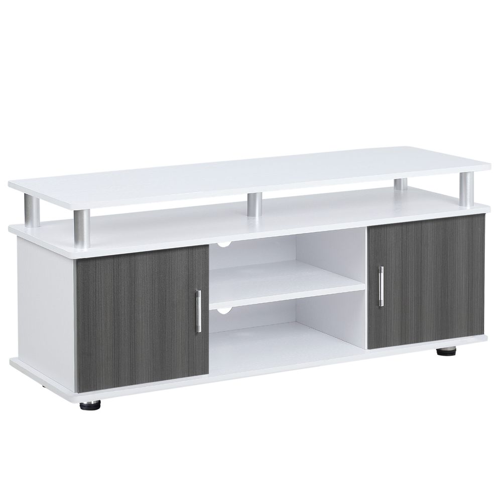 HOMCOM TV Stand Entertainment Center Media Console Storage - Grey, White