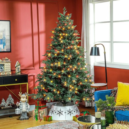 HOMCOM 2.1m Prelit Artificial Christmas Tree w/ Lights for Party Decoration