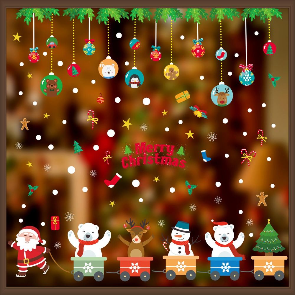 Vibrant Xmas Window Stickers - Create Festive Memories | Reusable Stickers | Easy to Apply | Premium Quality Material | Wide Application