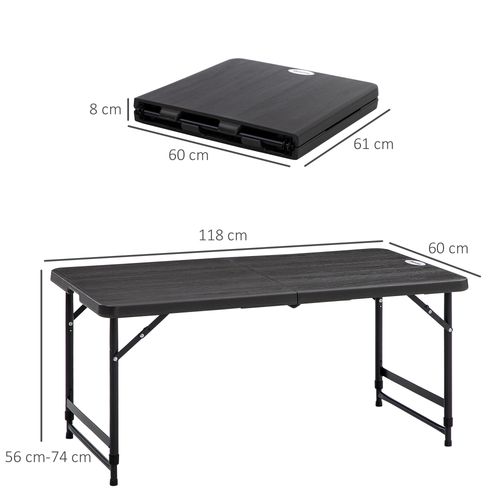 Outsunny Foldable Outdoor Dining Table for 4, Height Adjustable Steel Legs