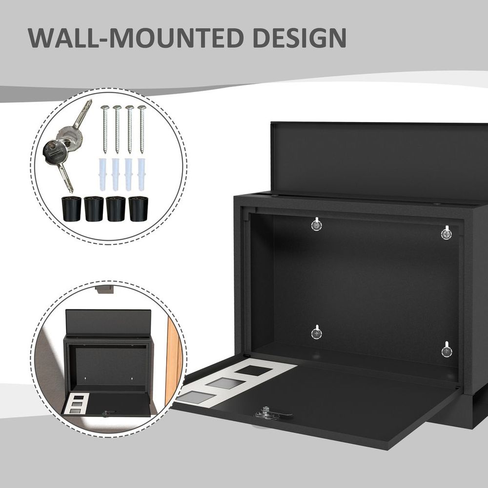 HOMCOM Wall Mounted Letterbox Mailbox - Windows & Keys - Easy Install - Max Security