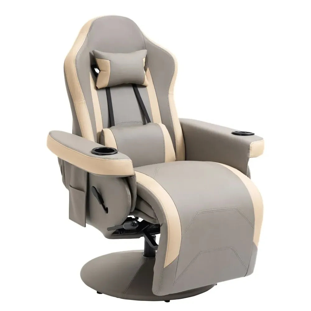 Manual Recliner Armchair PU Sofa Chair w/ Adjustable Leg Rest & 135 Reclining