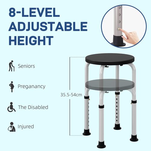 HOMCOM Bath Chair Height Adjustable Shower Seat for Elderly Disabled