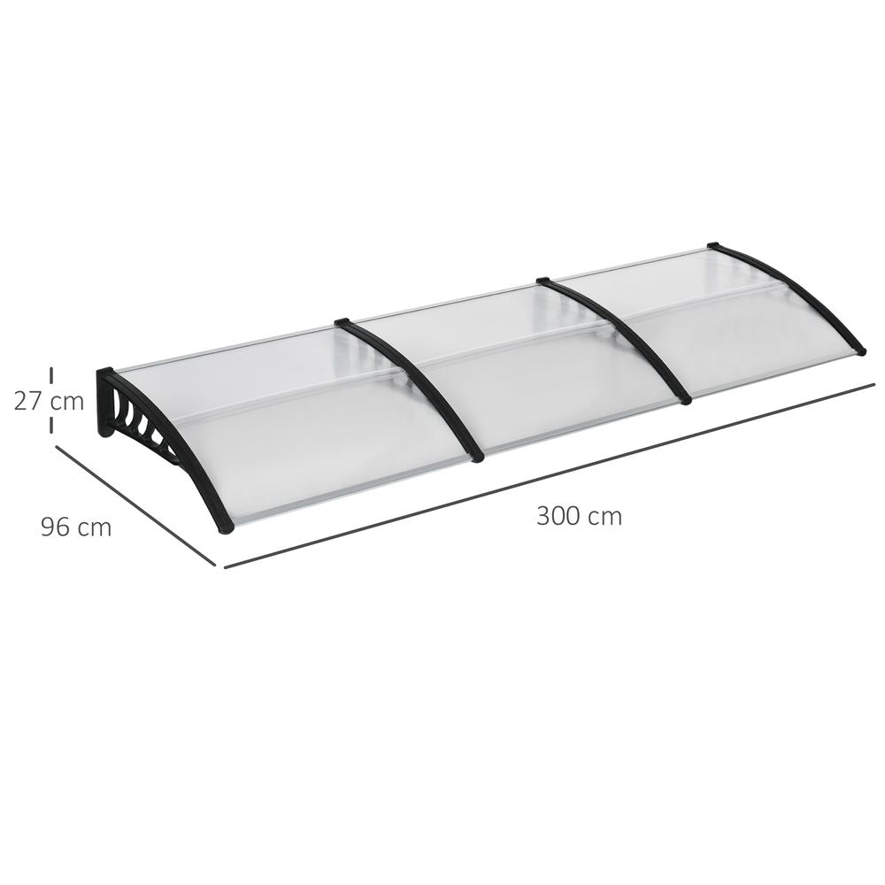 Front Door Canopy, Outdoor Awning, 300 x 100cm Rain Shelter Clear 300x100