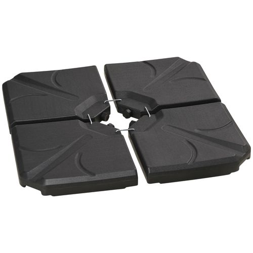 Outsunny Set of 4 Banana Parasol Base Stand Water or Sand Filled Weights, Black