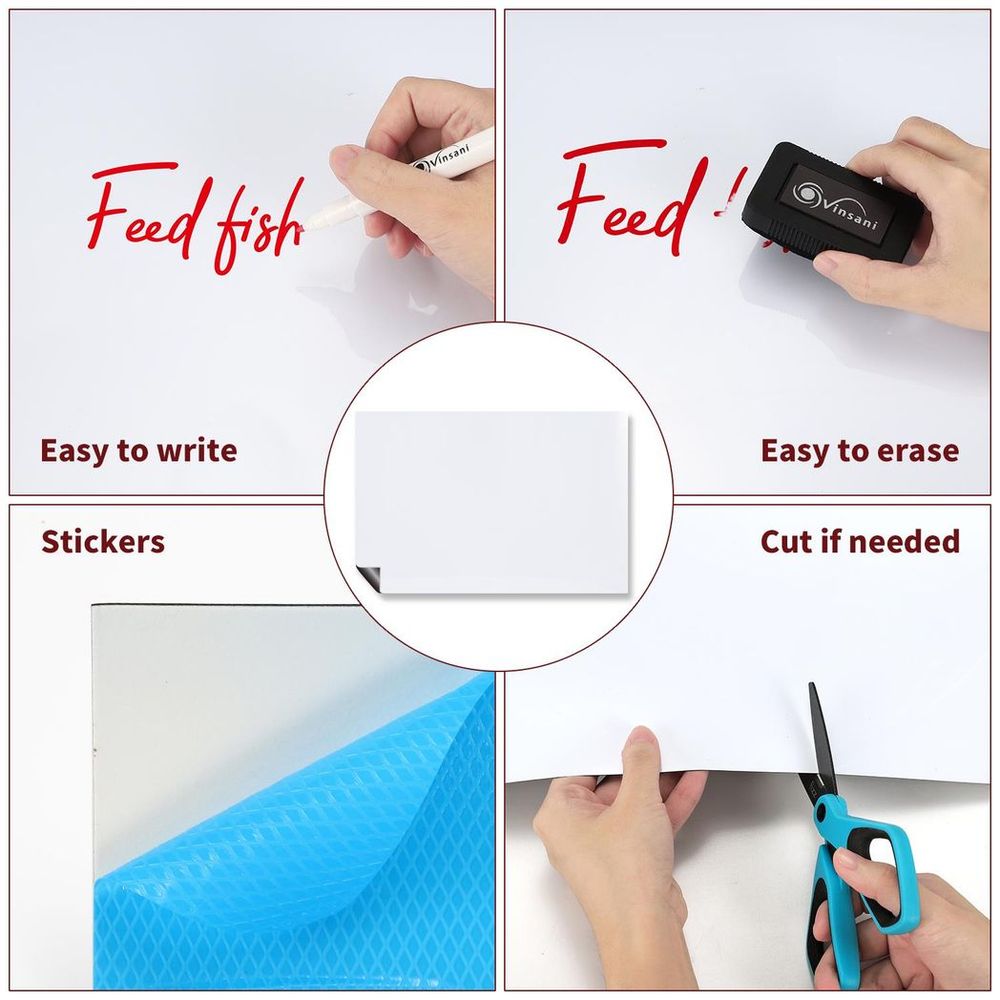 Premium Vinsani Magnetic Whiteboard 450x600 + 4 Markers & Eraser