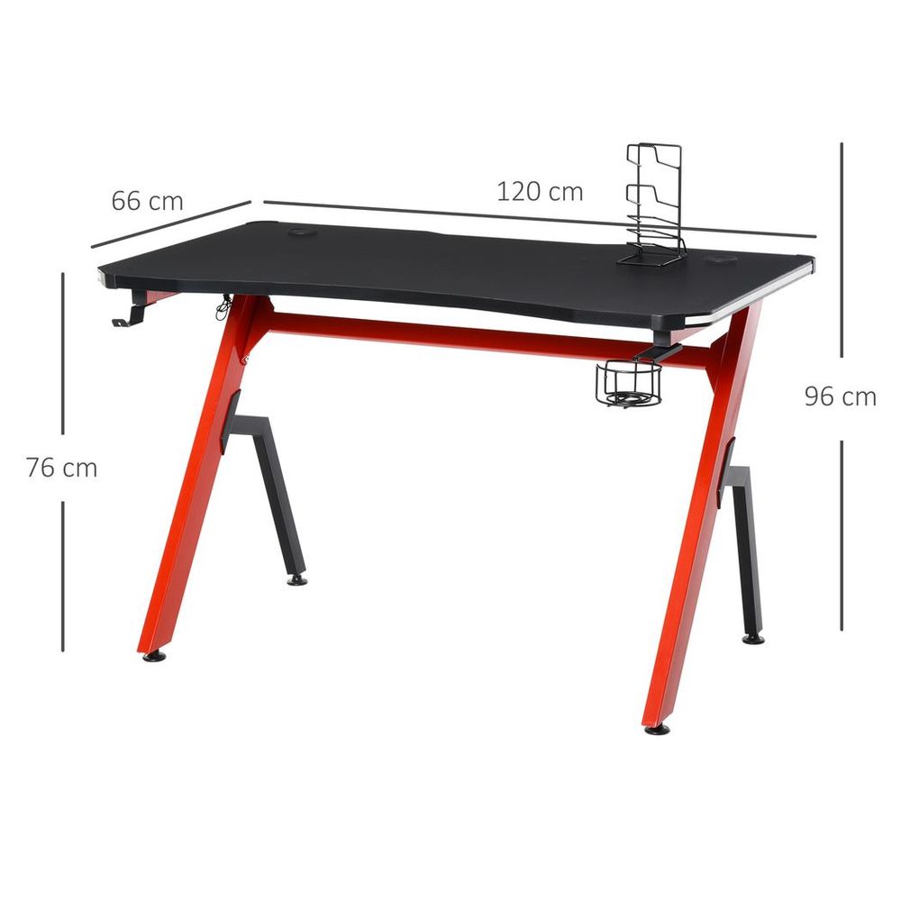 HOMCOM Ergonomic Gaming Desk - LED, Cable Management, Red"

Note: The title has been condensed to meet the 80-character limit.