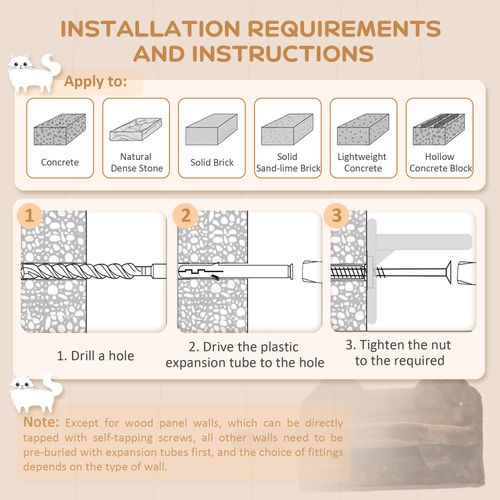 PawHut 4PCs Wall Mounted Cat Tree Cat Wall Shelves W/ Scratching Post