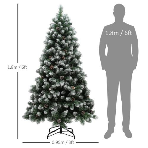 HOMCOM 5ft Artificial Pine Christmas Tree with Pinecones, Steel Base
