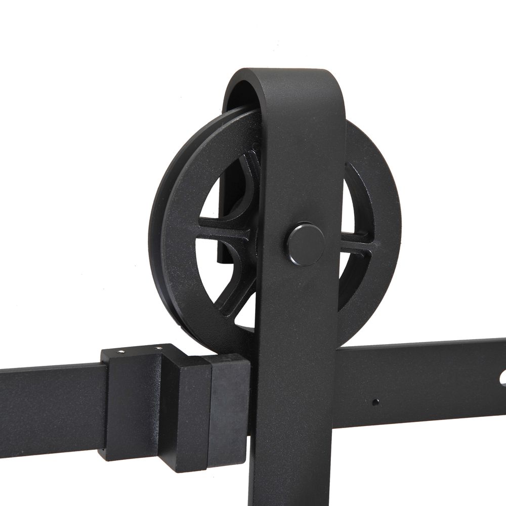 HOMCOM 6.6ft Sliding Wood Barn Door Hardware Kits Track Industrial Style A Set