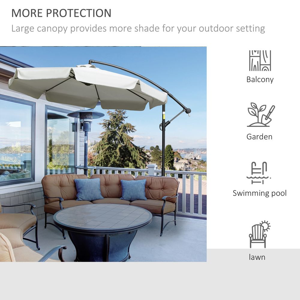 Premium 2.7m Cantilever Garden Parasol - Cream White, Crank Included