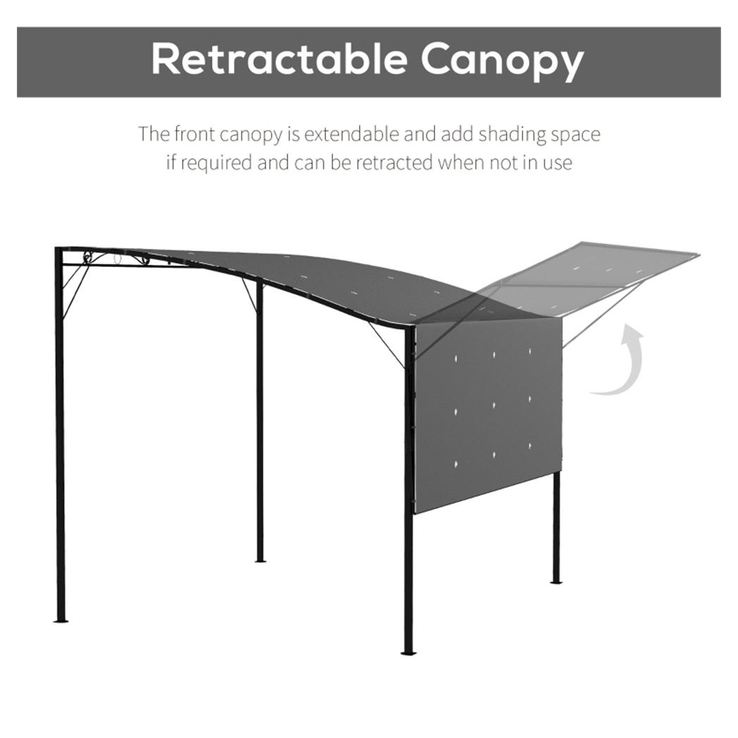 Patio Gazebo Dark Gray, Black Frame 9.8' L x 8.2' W x 6.6'-8.2' H