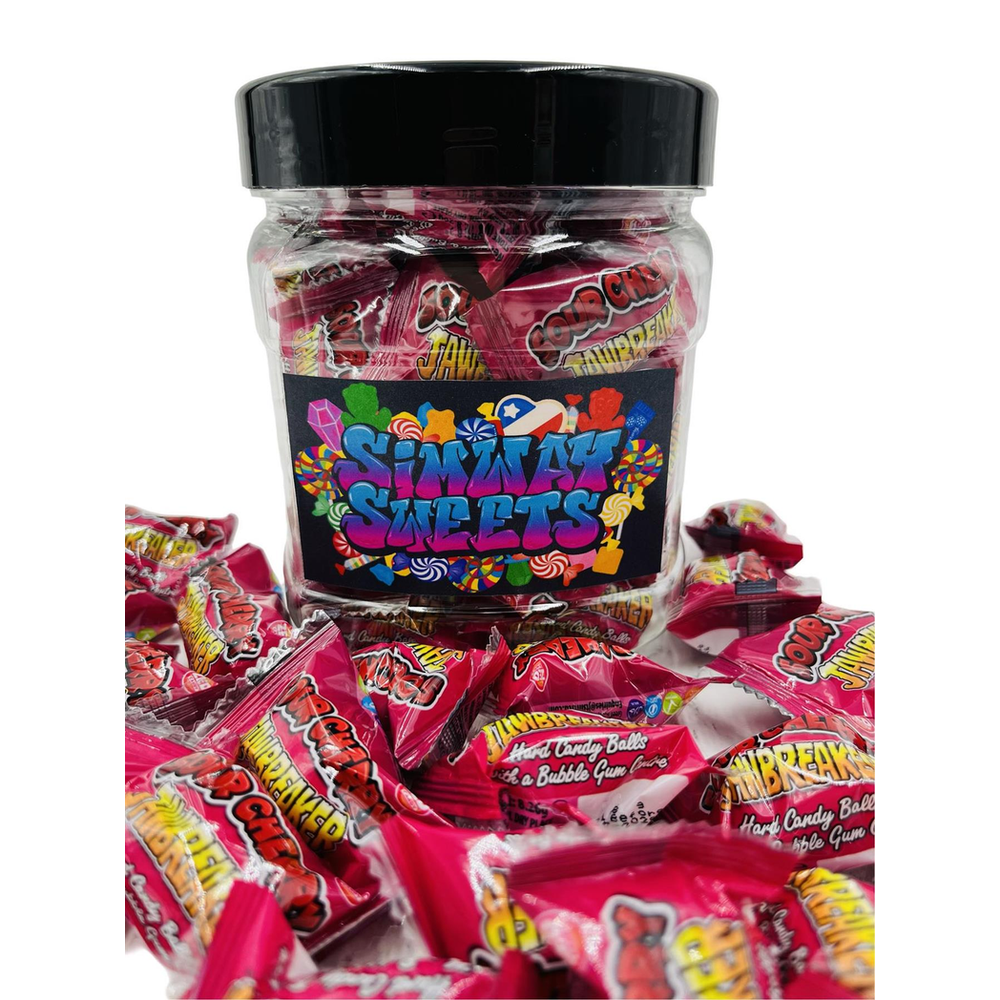 Jawbreaker Cherry x 40: Delicious Hard Candy in a Jar! Free Shipping, Fresh Stock, Individually Wrapped, Reusable Jar! Perfect Gift!