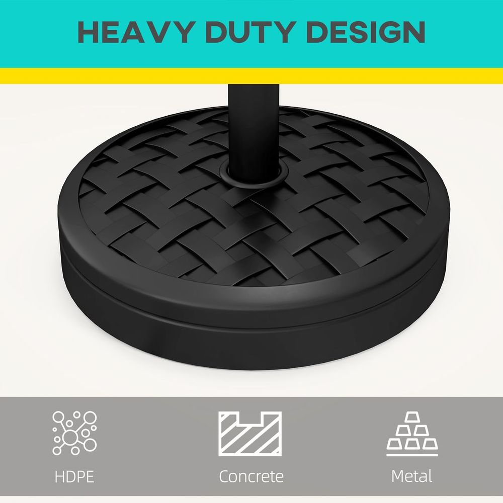 Premium Heavy-Duty Rattan-Effect Concrete Parasol Base - Securely Holds Umbrella, Perfect for Patio and Garden