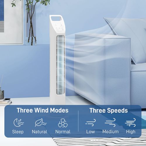 HOMCOM Oscillating Tower Fan Floor Fan with 4H Timer for Home Office White