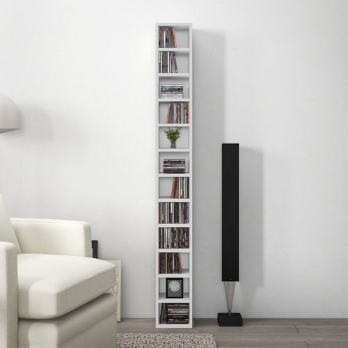HOMCOM 204 CD Storage Tower Tall Bookcase Bookshelf with 12 Cubes