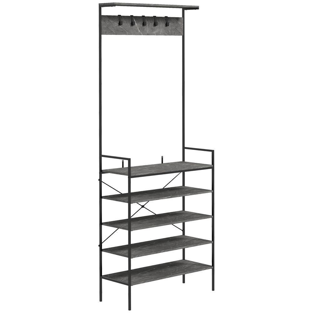 HOMCOM Industrial Baker's Rack Multi-tier Microwave Stand with 5 Hooks
