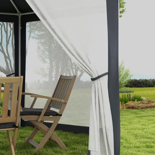 Outsunny Hexagonal Gazebo Patio, Outdoor Canopy Patio Party Tent Dark Grey