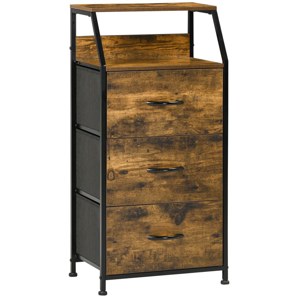 Stylish HOMCOM Industrial 3 Drawer Cabinet - Functional Storage & Display Shelves