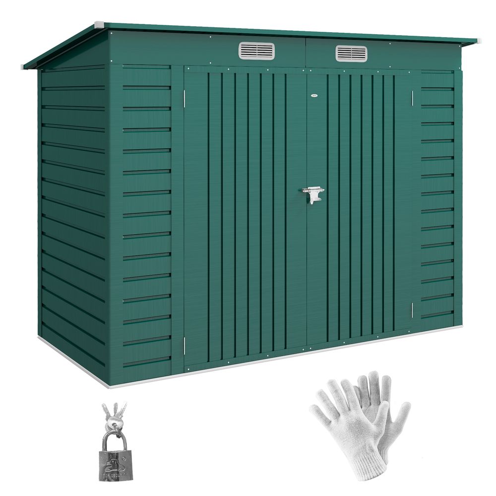 Outsunny 8x4FT Metal Garden Shed w/ Double Doors & 2 Vents - Durable Storage for Gardening Tools