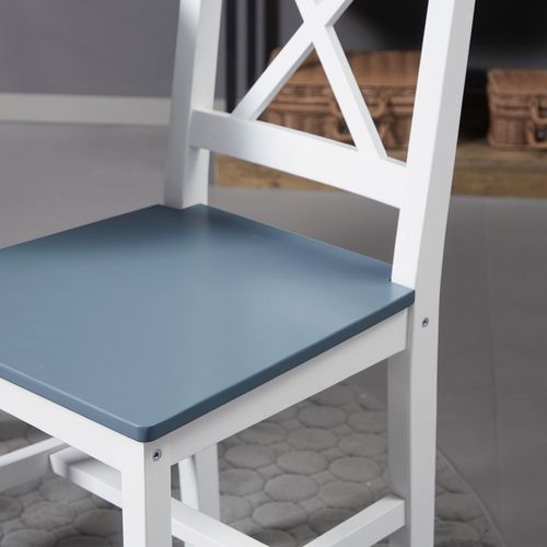 Dining Chairs Set of 2, Pine Wood Frame, Cross Back for Kitchen White