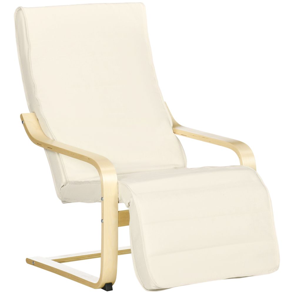 Premium Home Lounge Chair Recliner - Adjustable Footrest - Cream White
