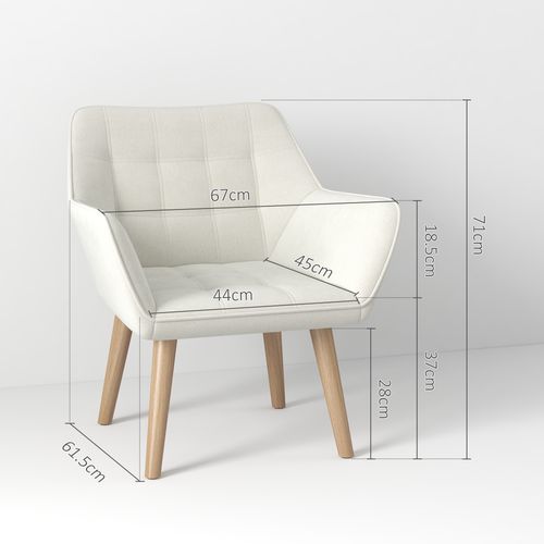 HOMCOM Velvet-Feel Accent Chair with Arms Slanted Back Wood Legs