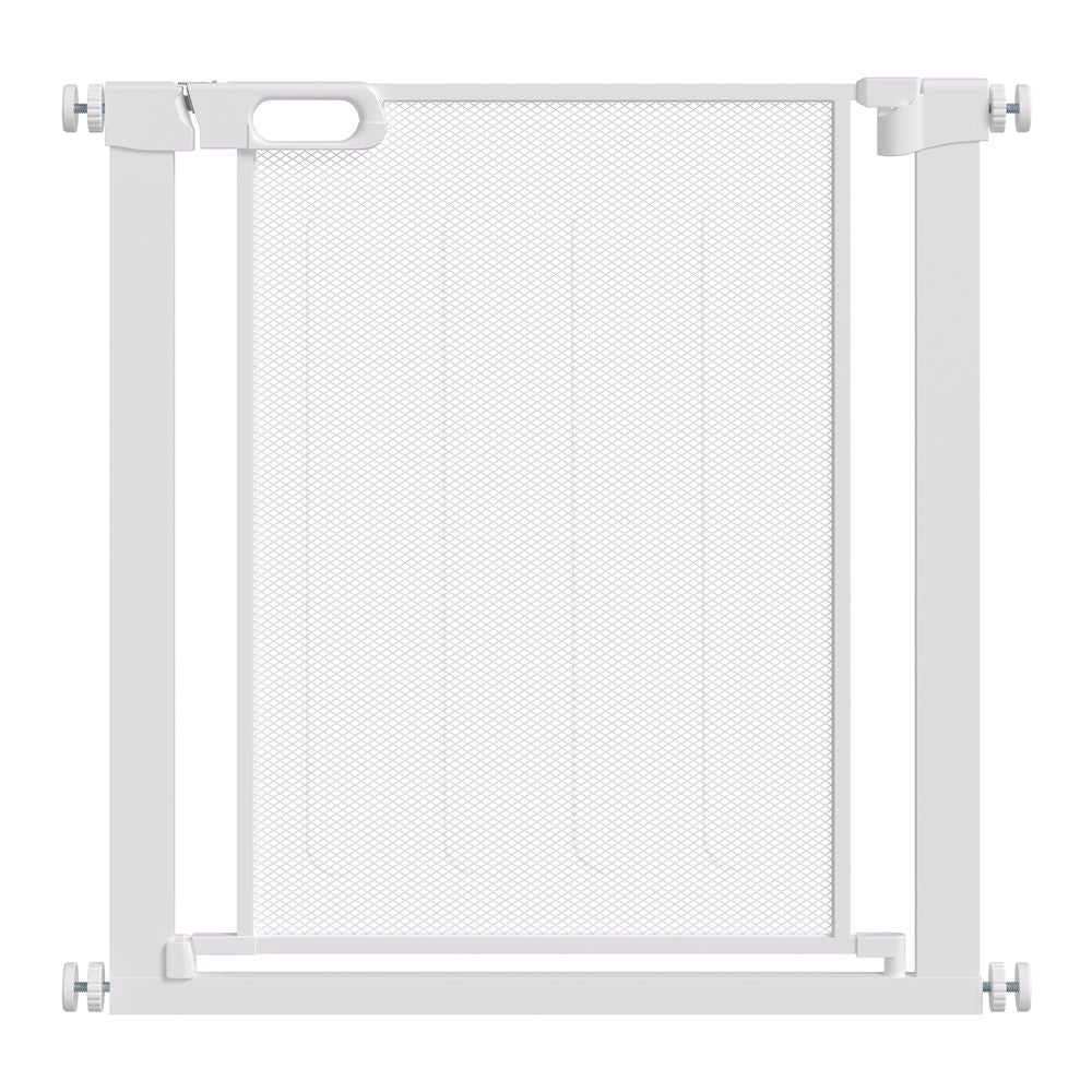 PawHut Pressure Fit Safety Gate for Doorways and Staircases, Dog Gate w/ Auto Closing Door, Pet Barrier for Hallways w/ Double Locking, Openings 75-82 cm - White