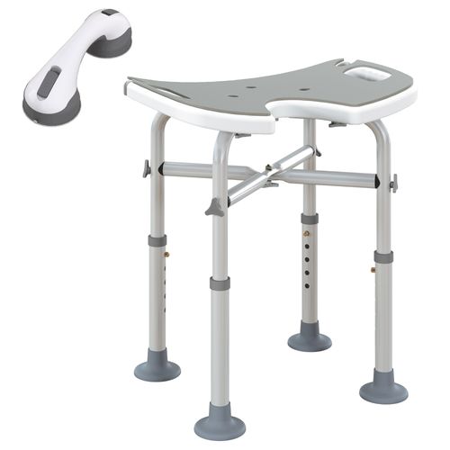 HOMCOM Aluminium Shower Stool for Elderly Disabled Non-Slip Bath Stool
