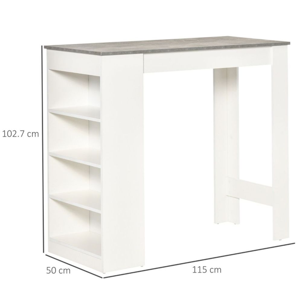 Coffee Table / Bar table | Clean white frame, with wood-effect table top | Grey