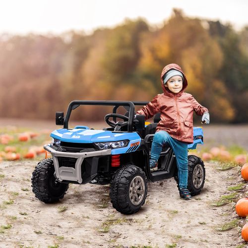 HOMCOM 12V Two-Seater Kids Electric Ride-On Car w/ Electric Bucket - Blue