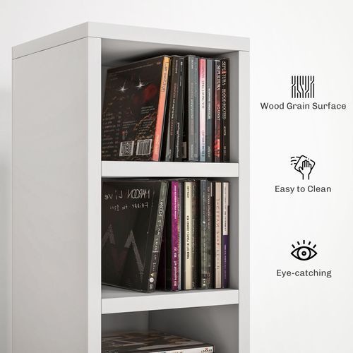 HOMCOM 204 CD Storage Tower Tall Bookcase Bookshelf with 12 Cubes