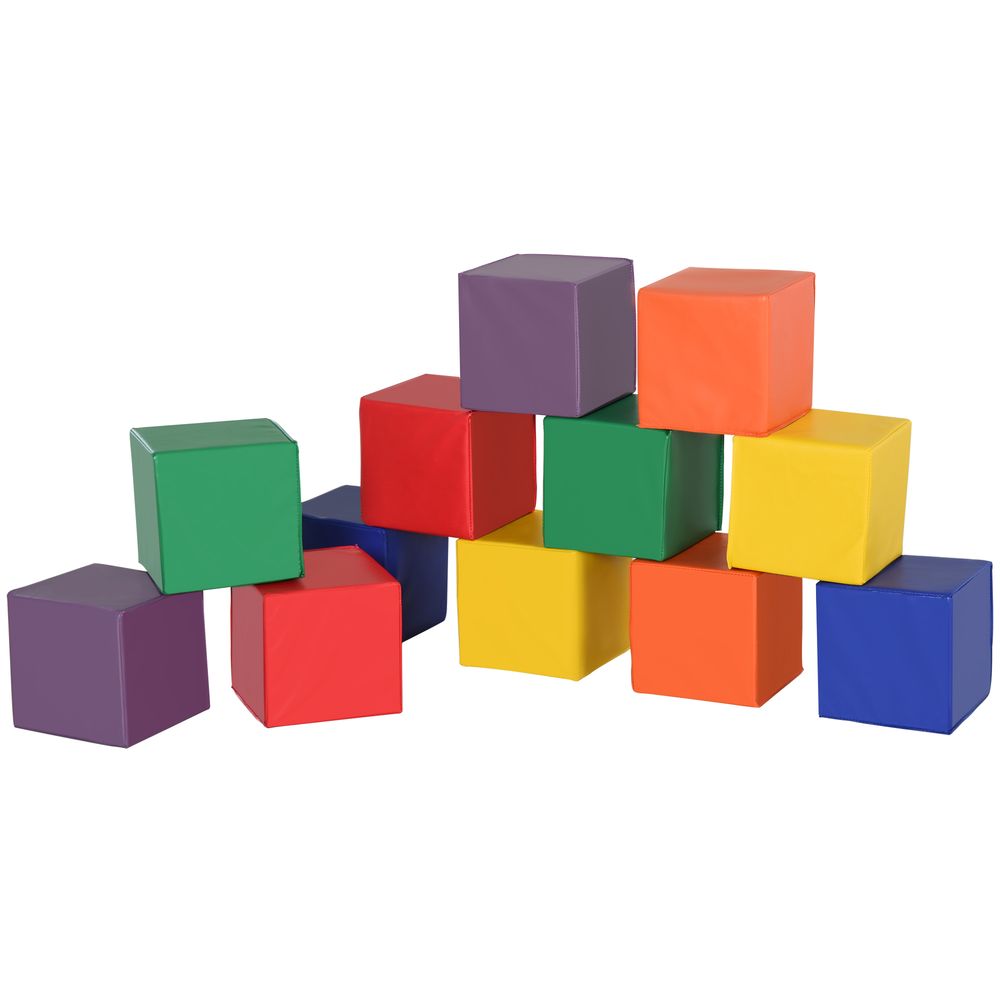 HOMCOM 12 Piece Soft Play Foam Blocks Toy Building Stacking Compliant Learning Toys for Toddler Baby Kids Preschool