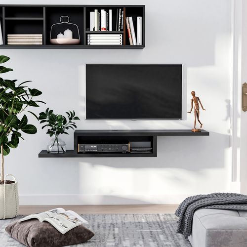HOMCOM Wall Mounted Media Console, Floating TV Stand Component Shelf