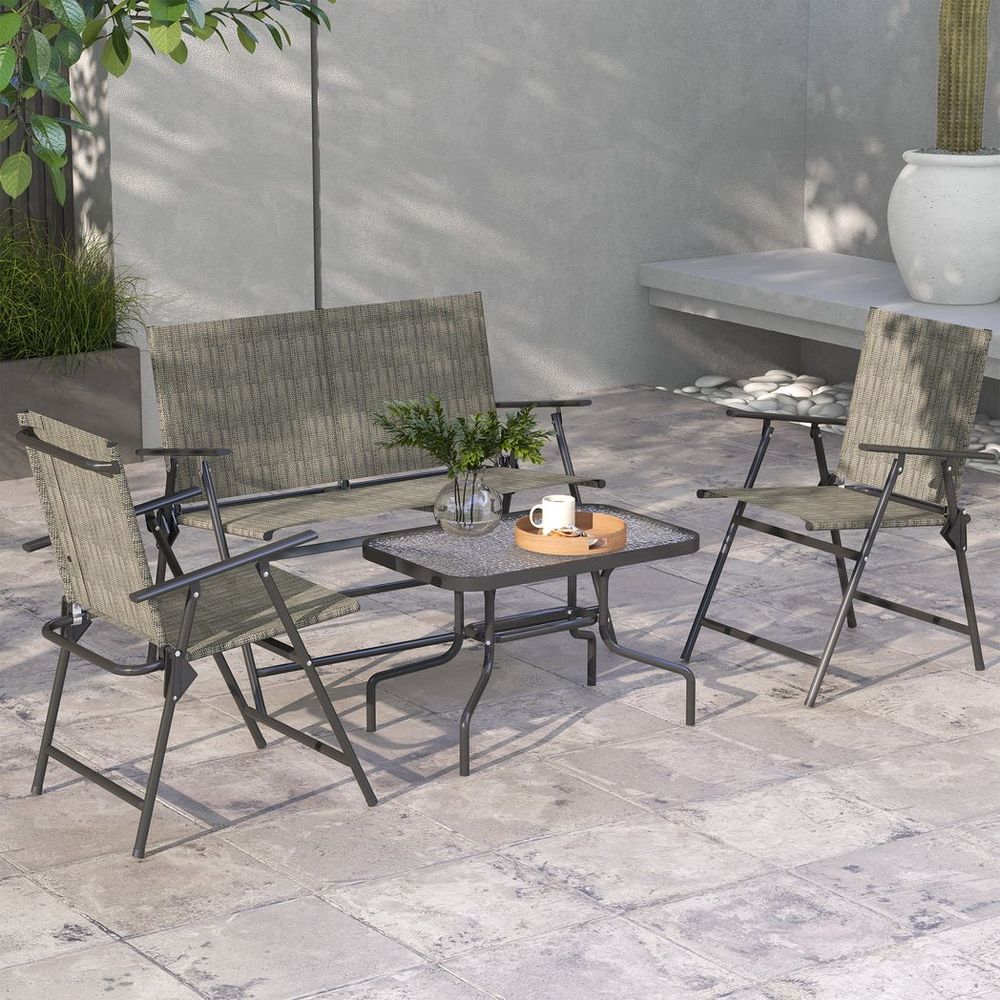 Outsunny Patio Furniture Set: Garden Table, Foldable Chairs, Loveseat - High Quality & Stylish Design