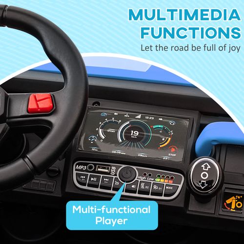 HOMCOM 12V Two-Seater Kids Electric Ride-On Car w/ Electric Bucket - Blue