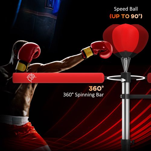 HOMCOM 3-in-1 Punching Bag with 2 Speedballs, 360° Reflex Bar