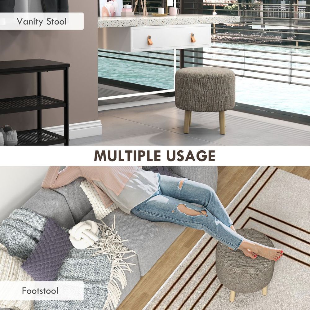 HOMCOM Storage Ottoman, Round Stool Chair with Cushioned Top, Hidden Space